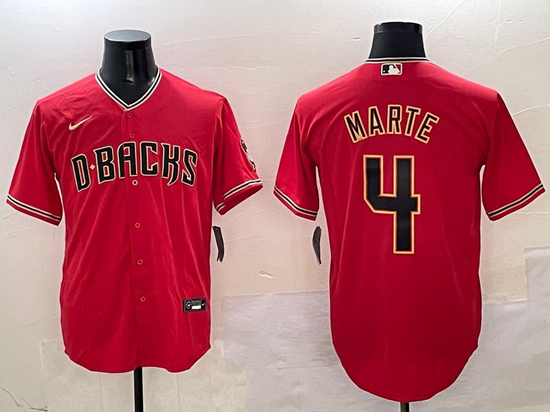 Men Arizona Diamondback #4 Marte Red Game 2025 Nike MLB Jersey style 1